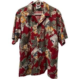 Vintage Hilo Hattie Harley Davidson Shirt Men's Size XL Colorful Tiki Hawaiian